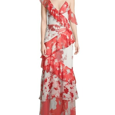 #ad Alice Olivia Olympia Silk Ruffle Floral Print Maxi Dress Size 0 $705