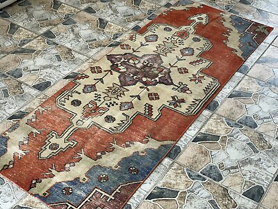 #ad Vintage Turkish Rug Anatolian Handmade Antique Wool Farmhouse Carpet 2 x 7 ft