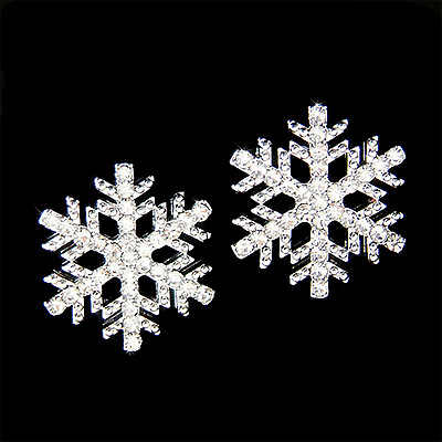 #ad SNOWFLAKE made with Swarovski Crystal Snow Flake Holiday Winter Earrings Xmas