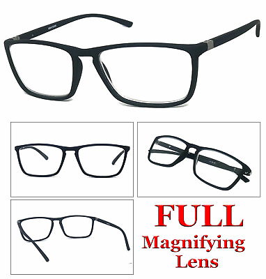 #ad 1 or 2 Pair Mens Fashion Rectangular Rubberized Frame Full Lens Reading Glasses