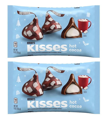 #ad Hershey#x27;s Kisses 2 PACK Hot Cocoa Milk Chocolate w Marshmallow Creme Candy 18 oz