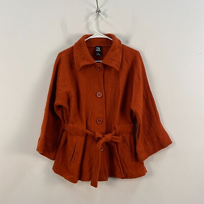 #ad 23rd St Womens Medium Jacket Sweater Top 3 4 Sleeve Belt Wrap Boiled Wool 8594