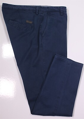 #ad Hugo Boss Rice Slim Fit Navy Blue Flat Front Cotton Stretch Chino Pants 34x28