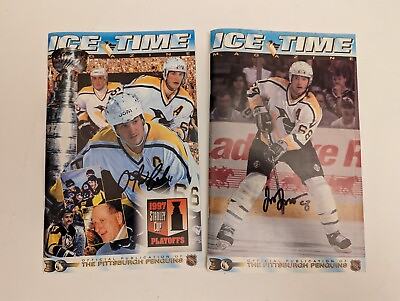 #ad Pittsburgh Penguins Ice Time Publications 1996 1997 Autographed Lemieux And Jagr
