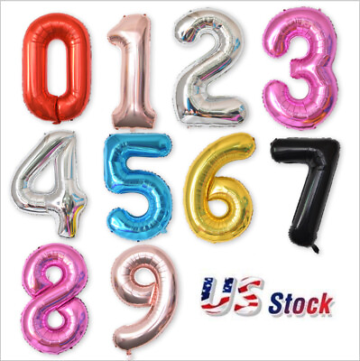 #ad 40in Numbers 16in Letter HAPPY BIRTHDAY Foil Balloon Banners Party Decoration