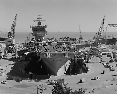 #ad USS Enterprise CVAN 65 Dry Dock 1986 Photo Hunters Point Naval Shipyard 8x10
