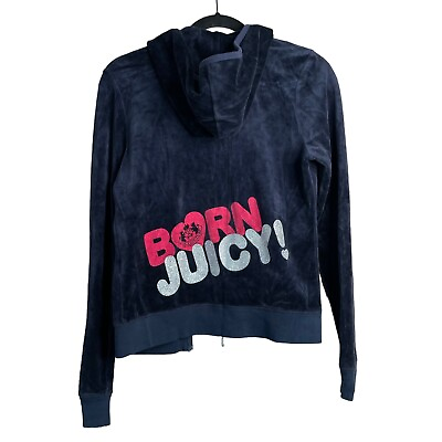 #ad Juicy Couture Y2K Born Juicy zip hoodie Hooded Full Zip Sweatshirt jacket sz L