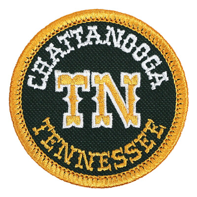 #ad Chattanooga Tennessee Embroidered Patch Green Y.Gold Iron On Sew On Hat Backpack
