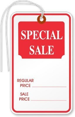 #ad Special Sale Large White stock Red ink w String 1000 Tags Pack 1.75quot; x 2.