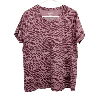 #ad L.L. Bean Purple Printed Short Sleeve Crewneck T Shirt with Pocket Size Large