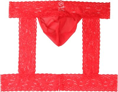 #ad Jawfait Lingerie Panties Lace Underwear for Men1Pcs Red G String Thongs set wit