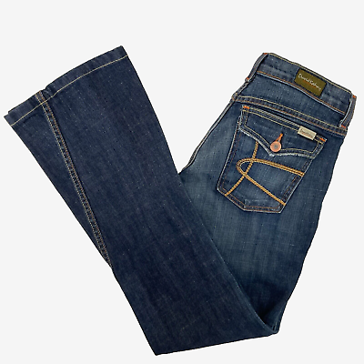 #ad David Kahn Womens Jeans Size 27 Blue Nikki Slim Twisted Flare Flap Pockets