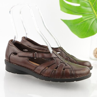 #ad Clarks Women#x27;s Ashland Loafer Size 10 Flat SlipOn Shoe Dark Brown Leather Cutout