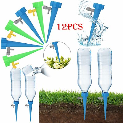 #ad 12Pcs Plants Self Water Drip Automatic Watering Spikes Device Irrigation System