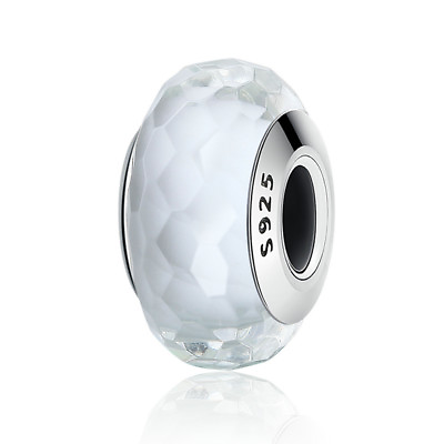 #ad DIY European 925 sterling silver Fascinating White Aspect Murano Glass Bead