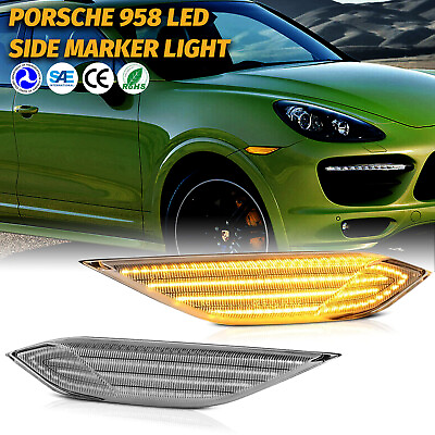 #ad For 2011 2014 Porsche 958 Cayenne Clear Lens LED Front Bumper Side Marker Lamps