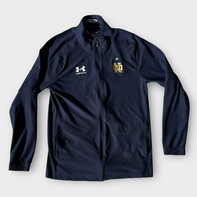 #ad Notre Dame Team Issued Under Armour Blue Full Zip Jacket Size Large