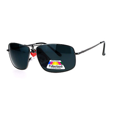 #ad Polarized Lens Sunglasses Mens Square Rectangular Metal Spring Hinge