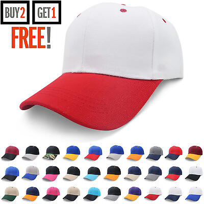 #ad Baseball Cap Men Plain Blank One Size Adjustable Solid Hat Polo Style Visor