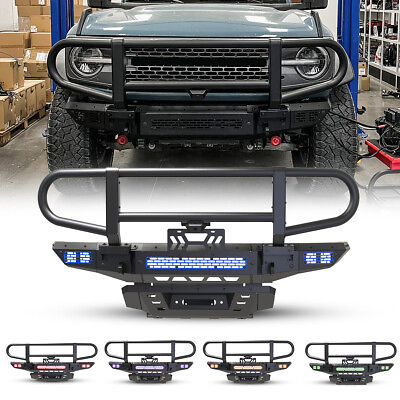 #ad 4 In 1 Front Bumper w 2*Side WingsBull BarSkid Plate For 2021 2023 Ford Bronco