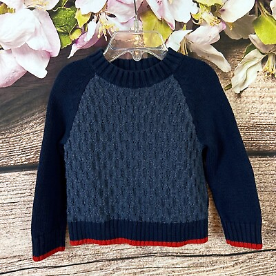 #ad Cherokee Toddler Boys Cotton Navy Blue Knitted Chunky Cable Soft Sweater