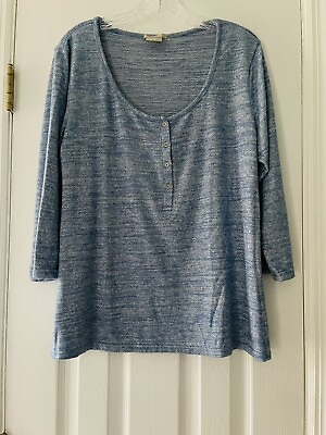 #ad Ink Ivy Size XL Blue Shirt Top 3 4 Sleeve Henley Neckline Soft Viscose