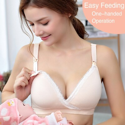 #ad Women Nursing Maternity Bra Push Up Breastfeeding Bralette Wire Free Push Up New