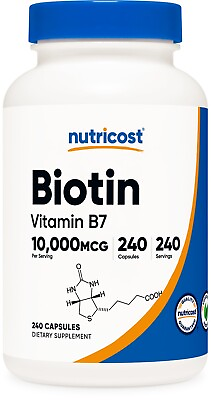 #ad Nutricost Biotin Vitamin B7 10000mcg 10mg 240 Capsules