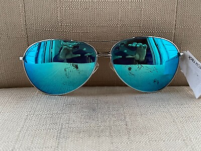 #ad Cole Haan Sunglasses Blue Mirror Lenses Polarized Silver Tone Eyeglasses Read de