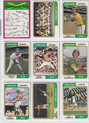 #ad 1974 Topps Oakland Athletics Team Set 33 Cards