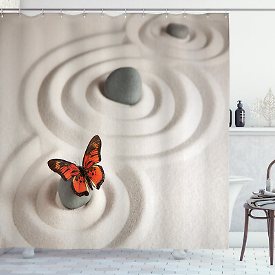 #ad Butterfly Shower Curtain Zen Rocks Serenity Print for Bathroom