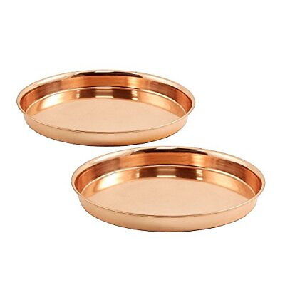 #ad Pair of Round Trays 8quot; Copper