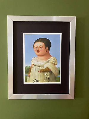 #ad Fernando Botero Awesome Signed Vintage Print from Colombia New Golden Frame