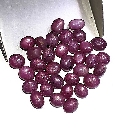 #ad Natural Ruby Star Mix Size Oval Cabochon Loose Gemstone 4 Pcs 7*8 9*10 MM 16 CT