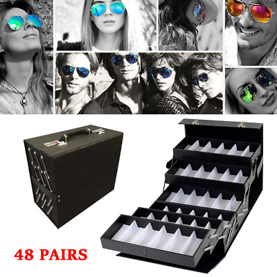 #ad 48 Pair Eyeglass Sunglasses Glasses Display Storage Stand Holder Tray Box
