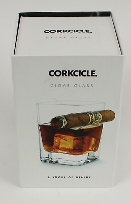 #ad Corkcicle Cigar Glass 9 oz Whiskey Glass Tumbler w Cigar Holder New In Box