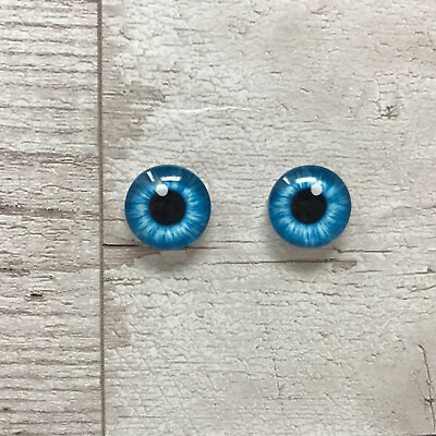 #ad Pair of Blue glass eyes great for needle felting taxidermy dragon cat eye 129