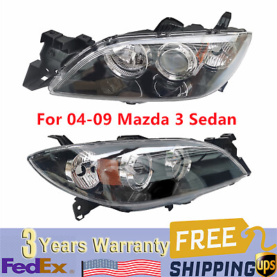 #ad Halogen Headlights Front Lamps Pair Set for 04 09 Mazda 3 Left amp; Right