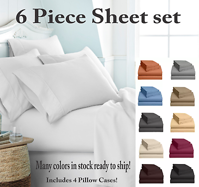 #ad 2100 Series 6 Piece Bed Sheet Set Hotel Luxury Ultra Soft Deep Pocket Bed Sheets