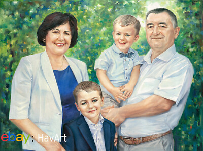 #ad Family Painting Custom Oil Portrait Painting from Photo 100% handpainted oil art