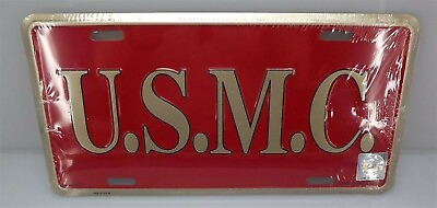#ad LICENSE PLATE USMC MARINE CORP STANDARD SIZE MILITARY BRAND NEW EMBOSSED