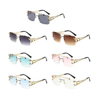 #ad Rectangle Frameless Glasses Rimless Sunglasses Double Edge Sunglasses Polarized