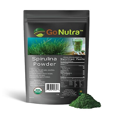 #ad Spirulina Powder Organic 4 OZ. Bag Go Nutra