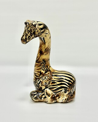 #ad La Vie Sitting Baby Giraffe 7quot; Figurine African Safari Animal Print