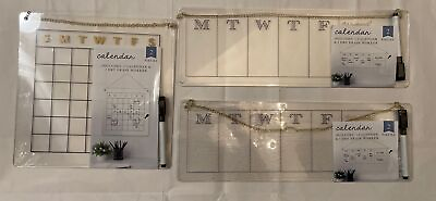 #ad 3x Clear Acrylic Dry Erase Hanging Perpetual Calendar With Hanging Chain.