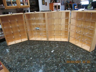 #ad REAL WOOD DISPLAY CASE PORTABLE 60 COMPARTMENT#x27;S USE FOR HANGING TOOLS CASE $17.00