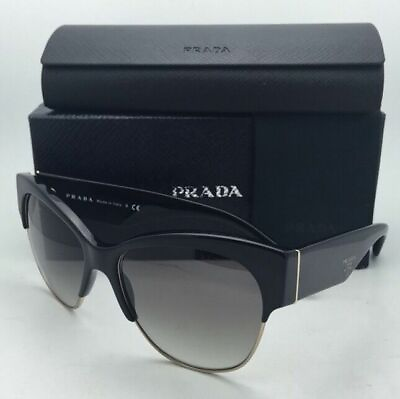 #ad New PRADA Sunglasses SPR 11R 1AB 0A7 56 16 Black amp; Gold w Grey Gradient Lenses