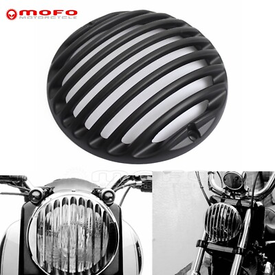 #ad CNC 5.75#x27;#x27; Headlight Grille Cover For 2004 2014 Harley Sportster Iron 883 XL1200