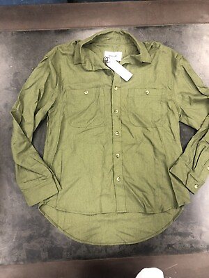 #ad Rollas Utility Linen Shirt Olive Green Sz 8 Small BNWT