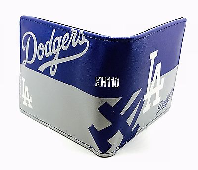 #ad MLB Los Angeles Dodgers Men#x27;s Printed Logo Leather Bi Fold Wallet
